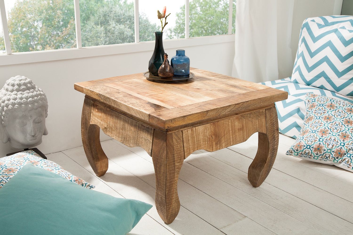 Table basse OPIUM ANTIQUE 60 cm en bois de manguier - 38638