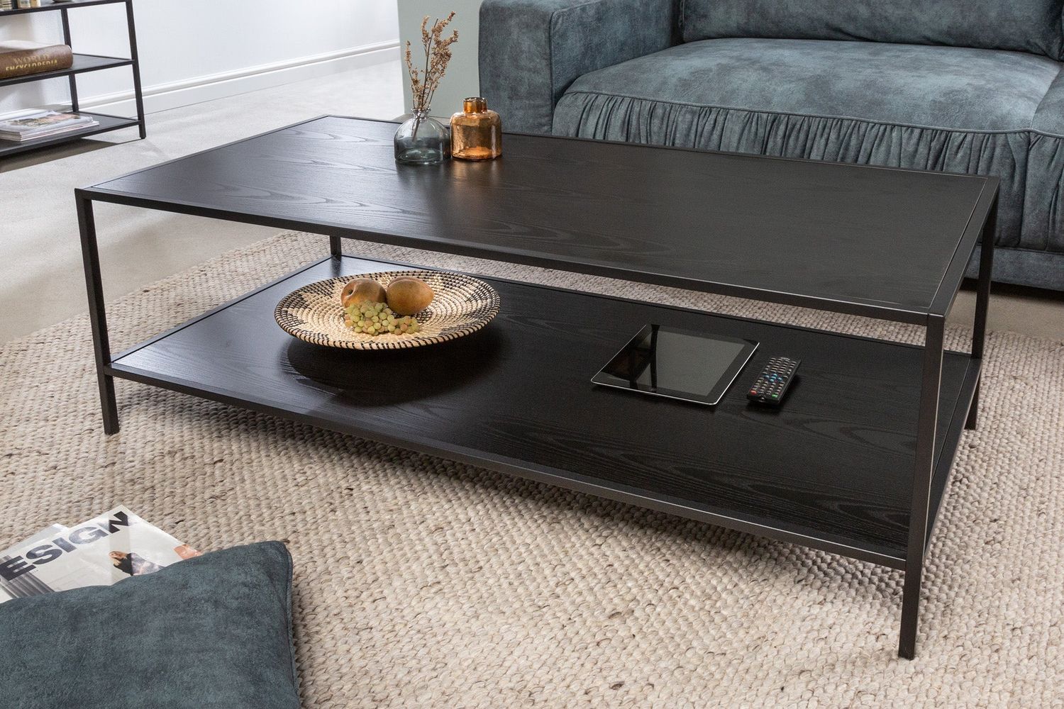 Table basse SLIM LINE 120 cm aspect frêne noir - 42013