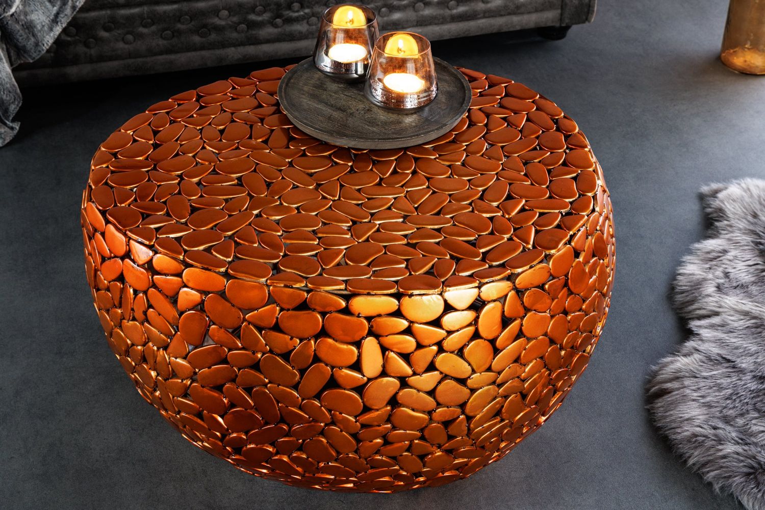 Table basse STONE MOSAIC 75cm cuivre - 41434