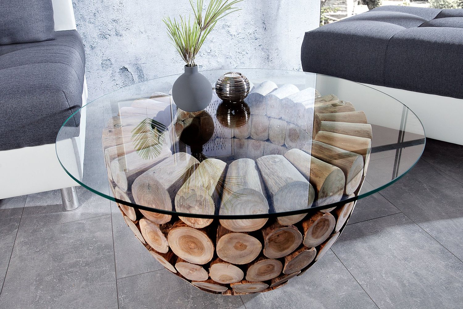 Table basse PURE NATURE 60 cm, base en teck sans plateau en verre - 37442-1