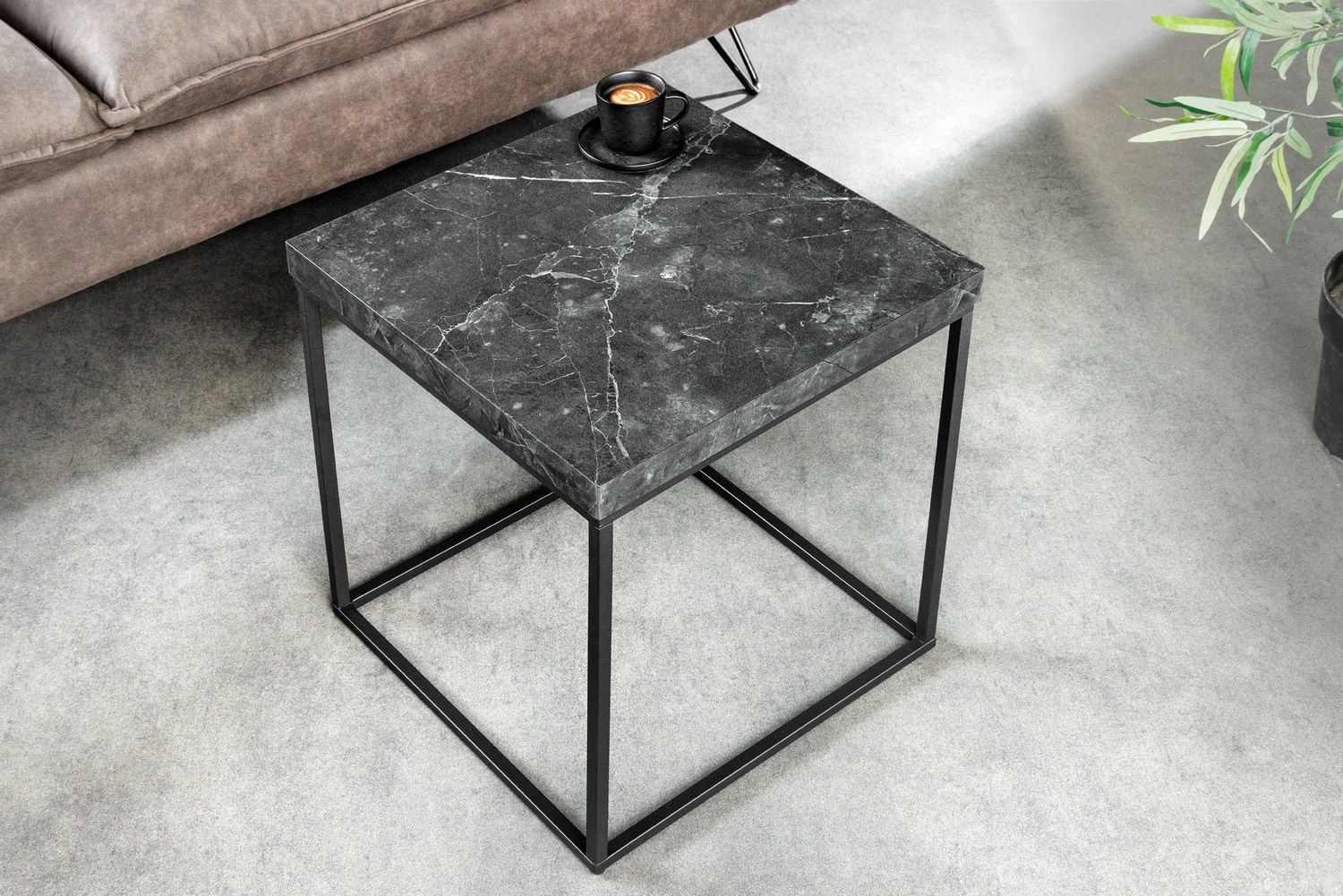 Table d'appoint ARCHITECTURE 45 cm en marbre anthracite - 44758