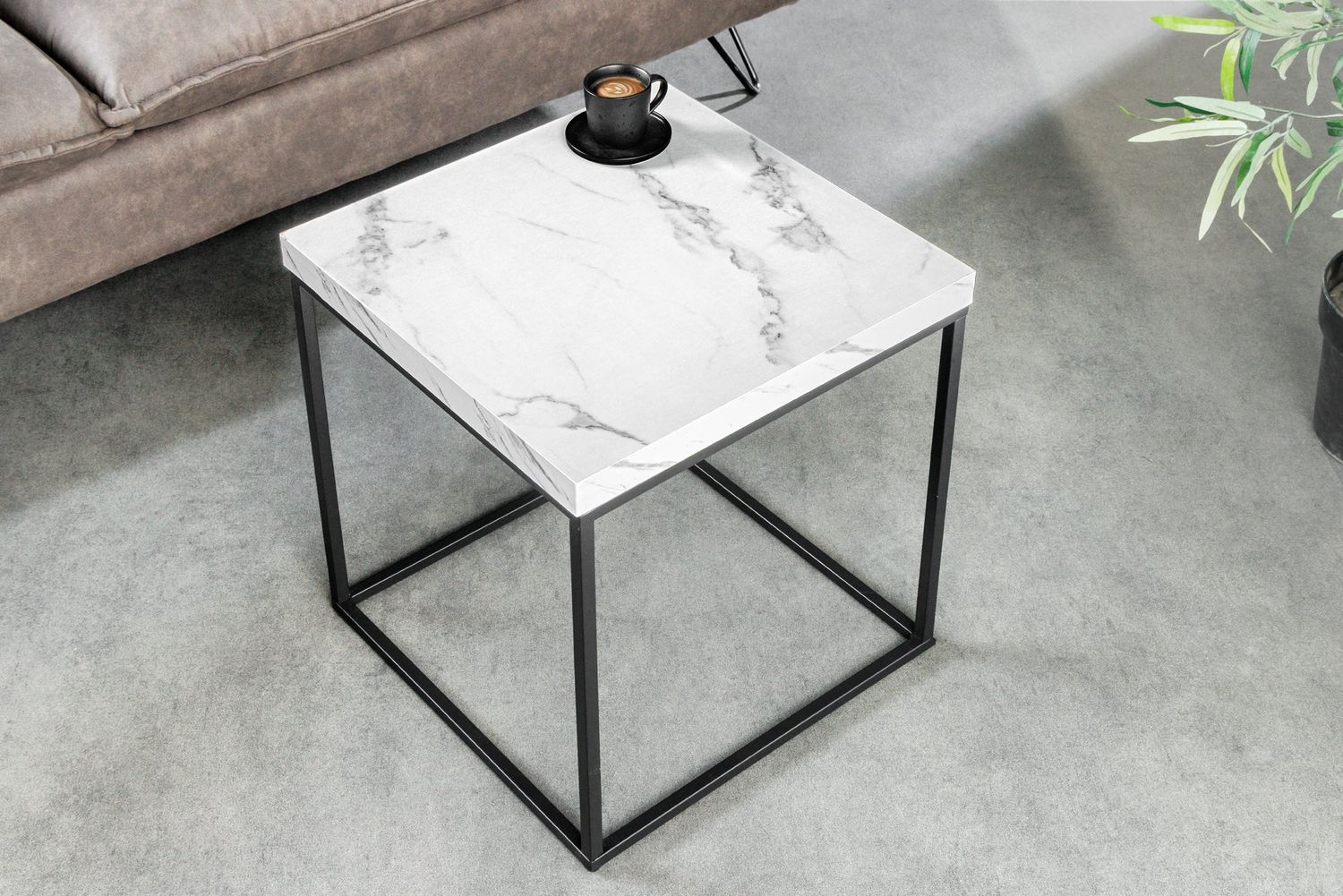 Table d'appoint ARCHITECTURE 45 cm en marbre blanc - 44761