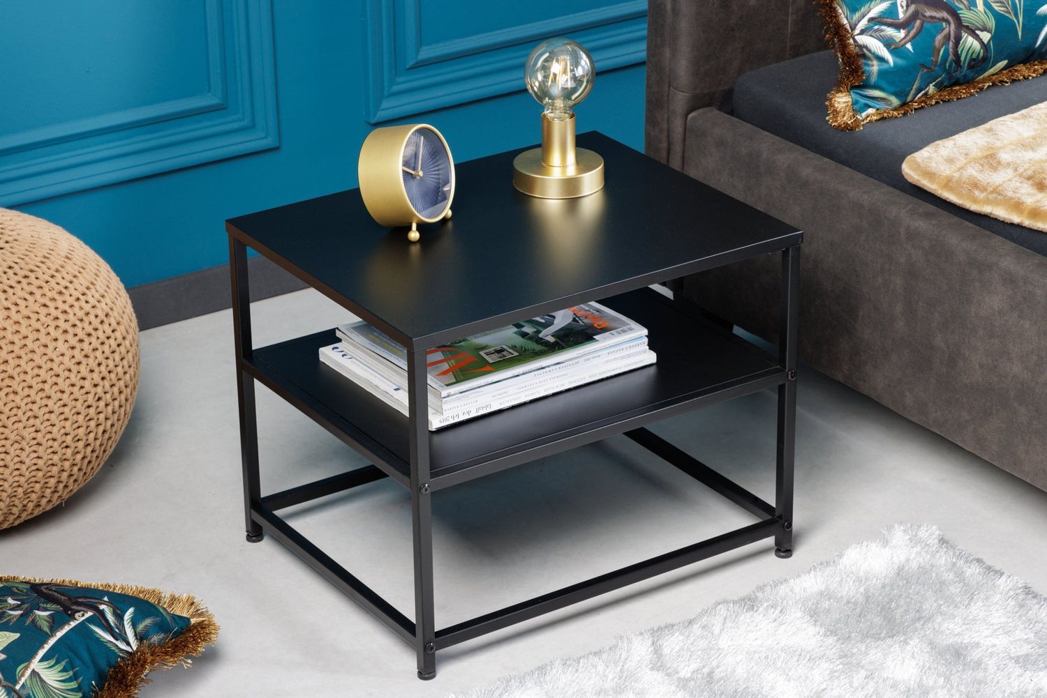 Table d'appoint DURA STEEL 50 cm, métal noir thermolaqué - 41729
