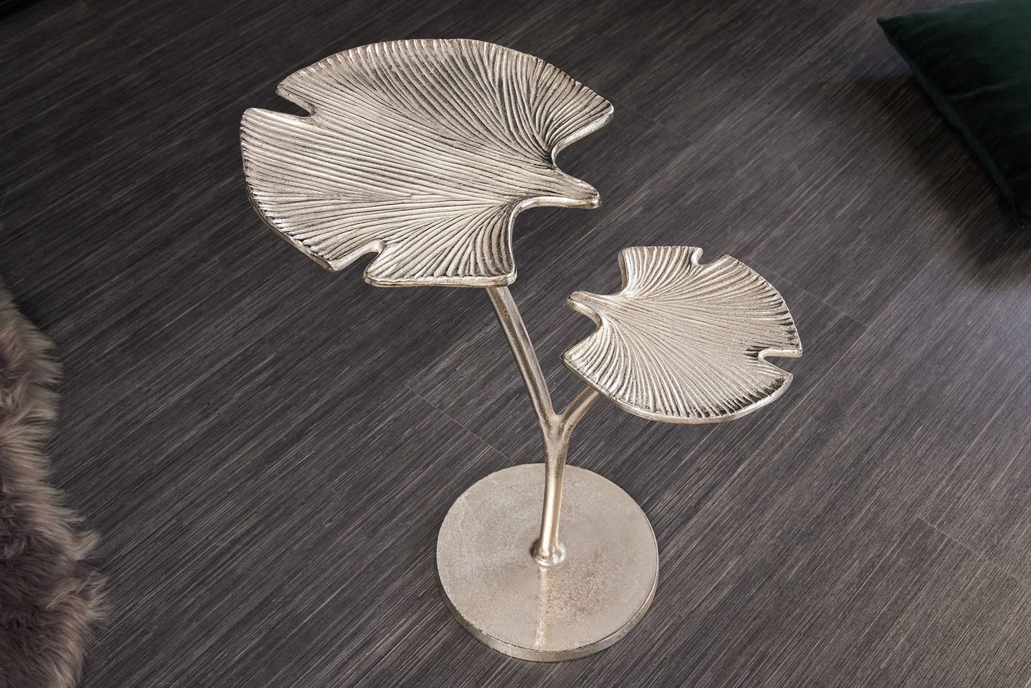 Table d'appoint FEUILLES DE GINKGO 55 cm argent - 41788