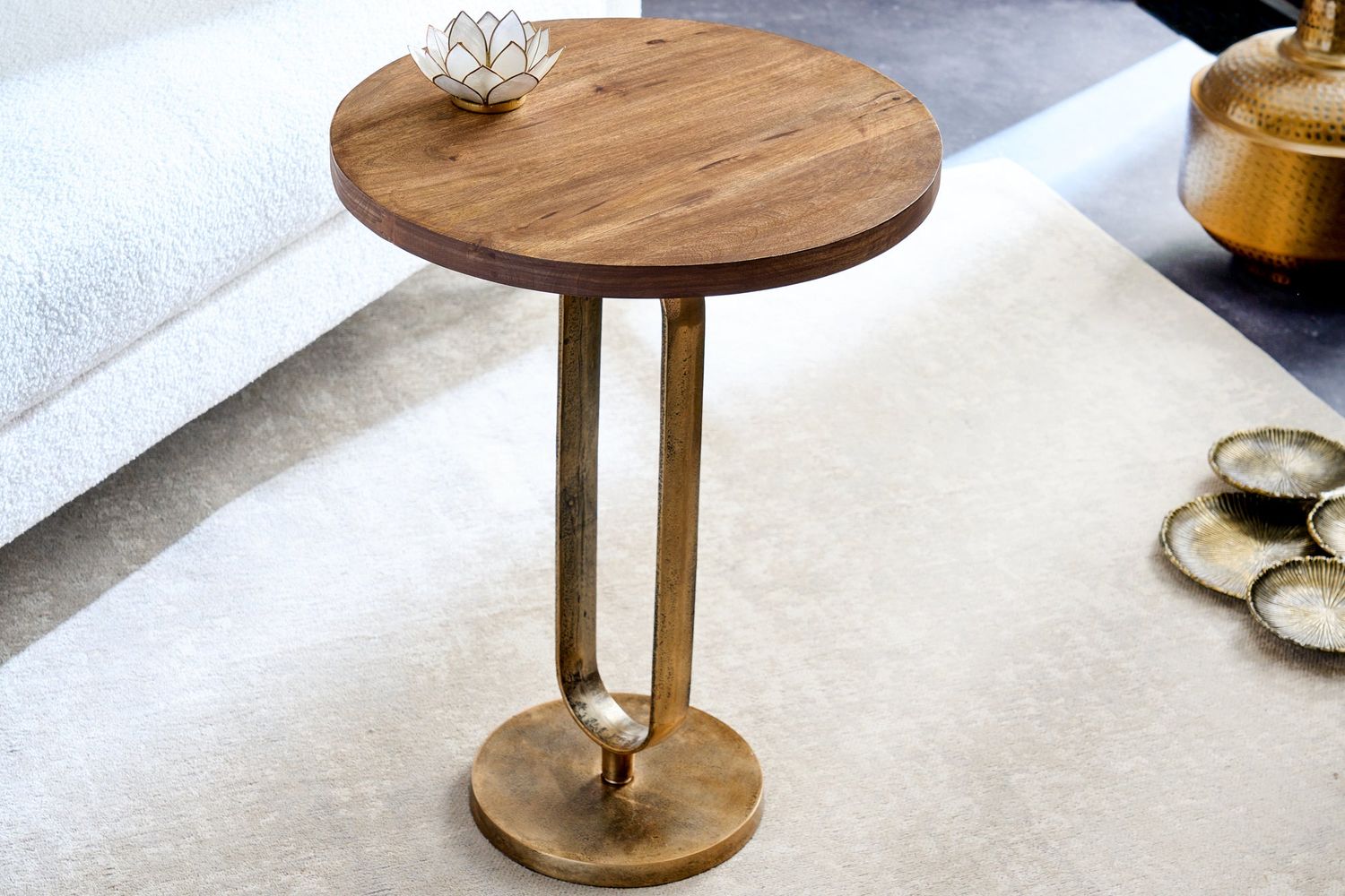 Table d'appoint ELEGANCE Plateau en bois de manguier 60 cm - 43611