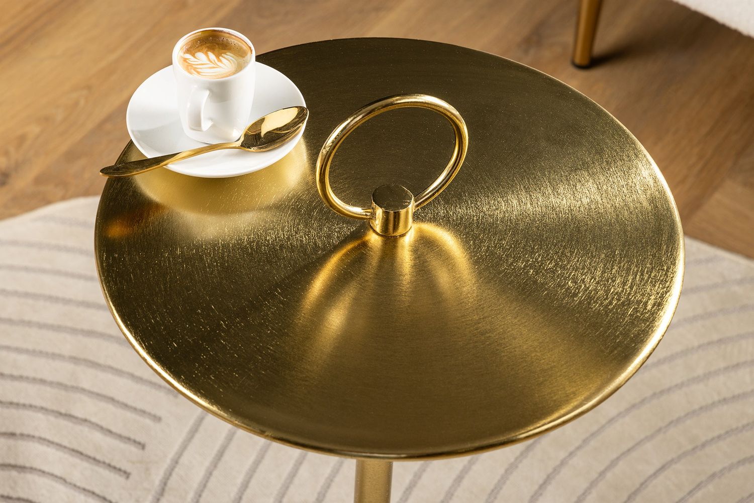 Table d'appoint ELEGANCE Plateau 60 cm marbre noir et or - 44833