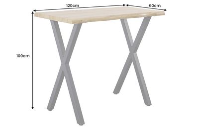 Table de bar WILD, plateau de 120 cm, pieds en X de 40 mm, aspect chêne sauvage naturel - 45080