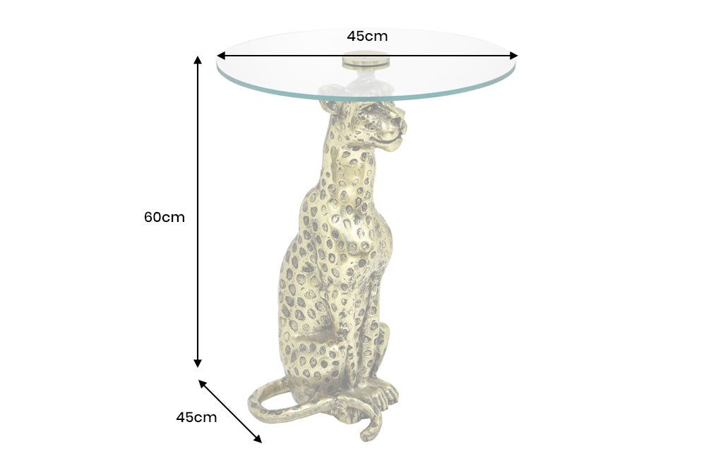 Table d'appoint WILDLIFE PANTHER 60cm or antique - 44825