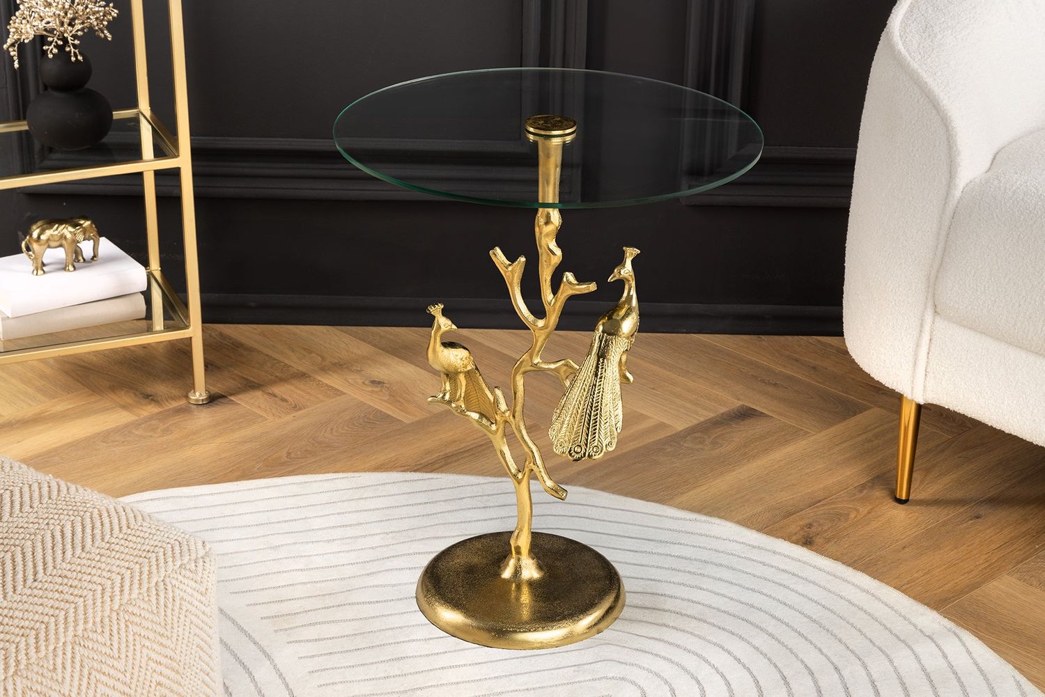 Table d'appoint WILDLIFE PEACOCK 60cm or - 44829