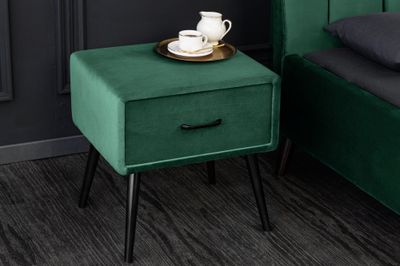 Table de chevet années soixante 50 cm velours vert foncé - 41019