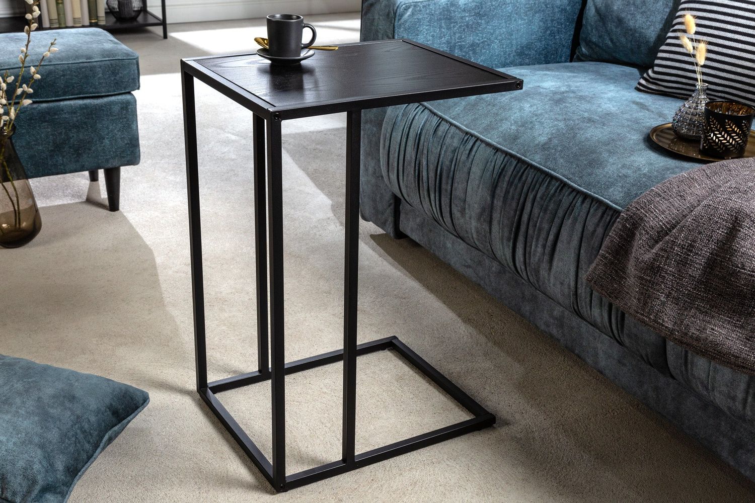 Table d'appoint SLIM LINE 65 cm aspect frêne noir - 42007