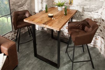 Table de bar IRON CRAFT 120cm style industriel naturel manguier - 38668