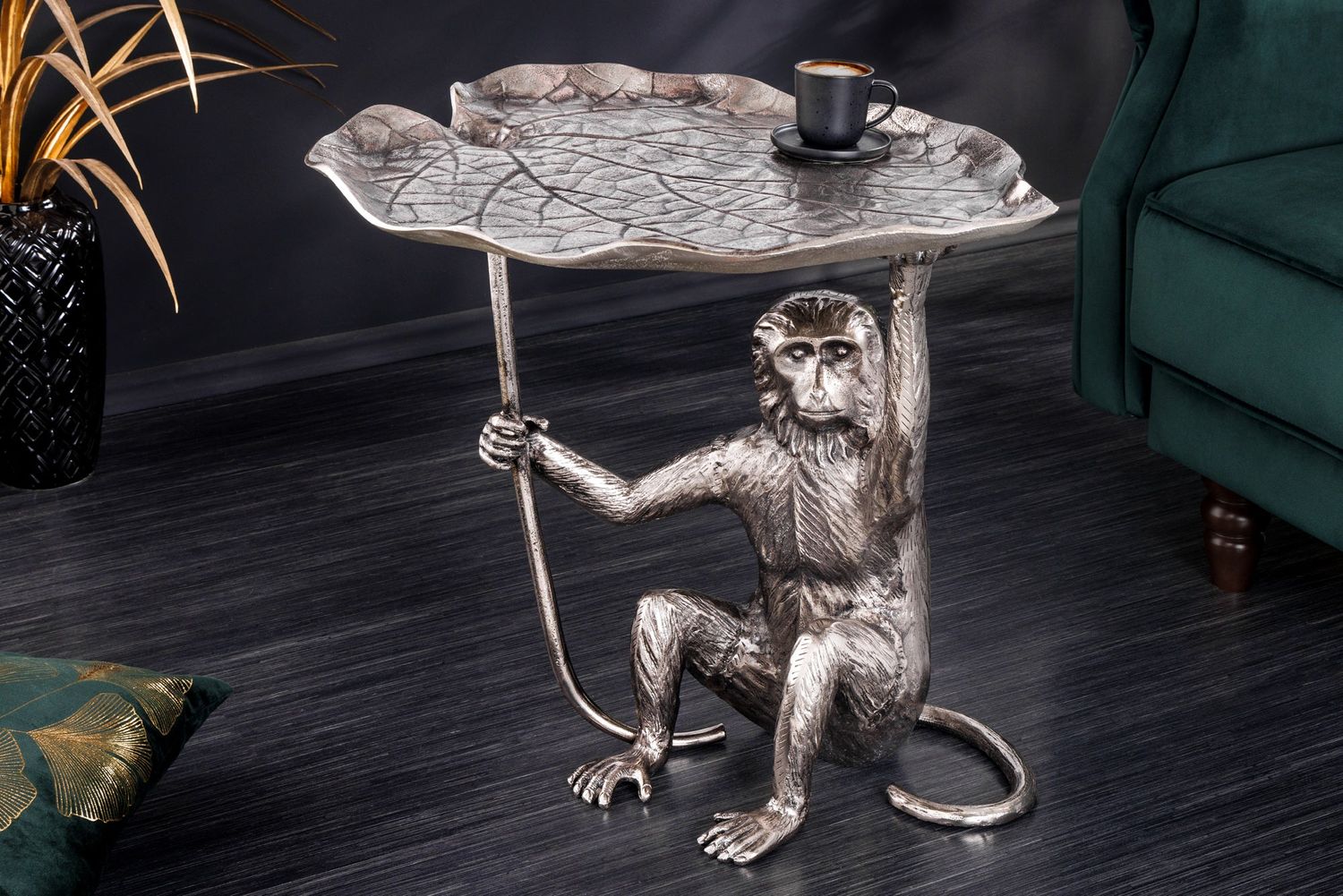 Table d'appoint WILDLIFE MONKEY 55cm argent - 44836