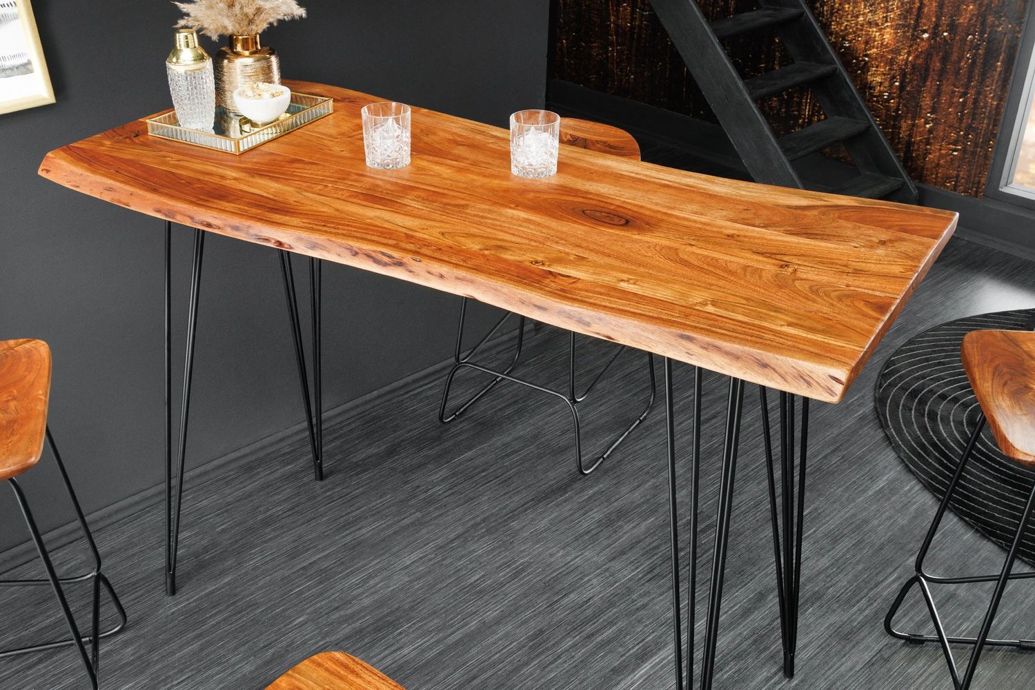 Table de bar MAMMUT 140 cm, bois d'acacia 35 mm - 43670