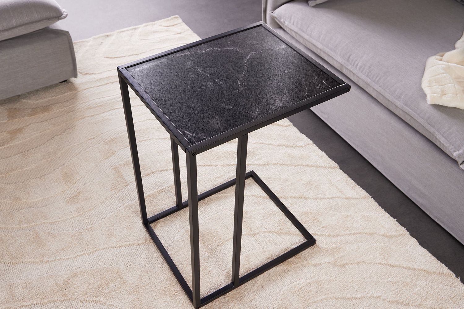 Table d'appoint SLIM LINE 45 cm aspect marbre anthracite - 44178