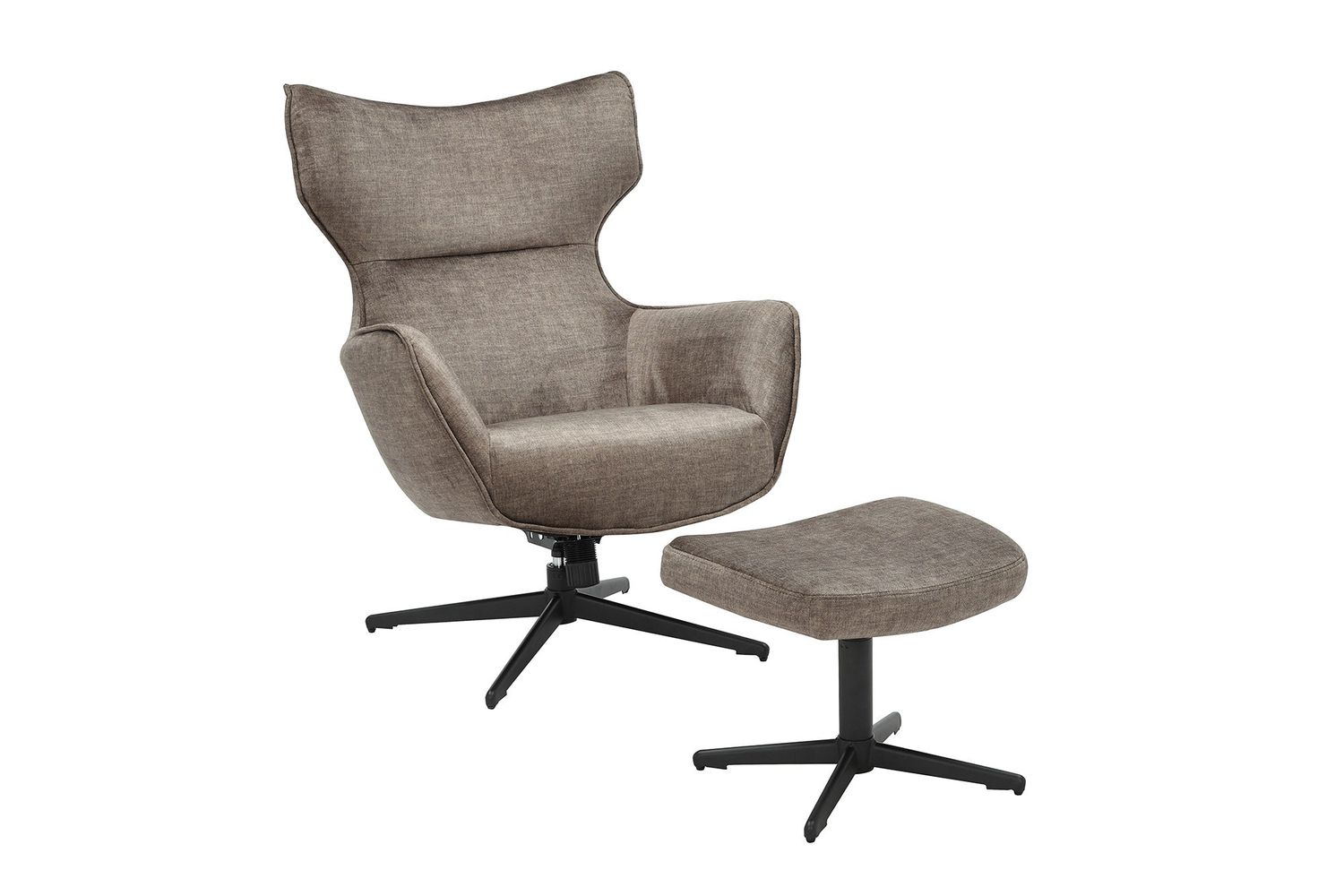 Fauteuil VOGUE pivotant à 360° en velours taupe avec structure en métal noir - 46701
