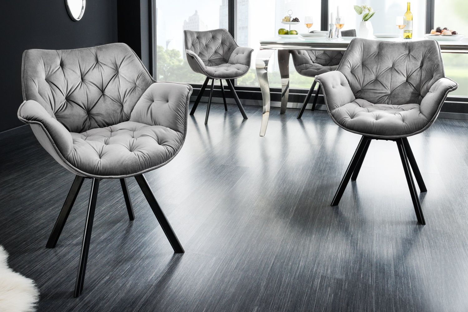 Fauteuil pivotant THE DUTCH COMFORT avec accoudoirs en velours gris - 44065