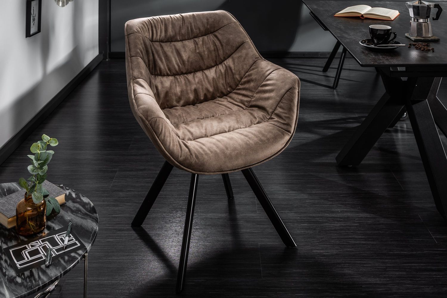 Fauteuil THE DUTCH COMFORT avec accoudoirs en microfibre taupe - 38618