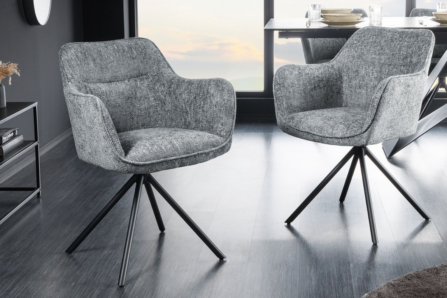 Fauteuil pivotant VERONA en tissu texturé gris - 44160
