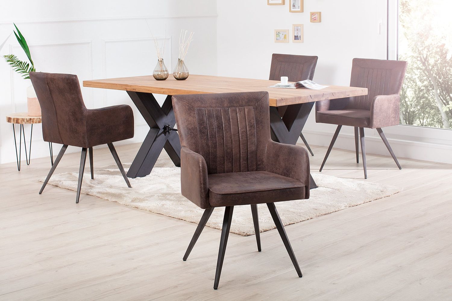 Fauteuil ROADSTER avec accoudoirs en microfibre marron antique - 37317