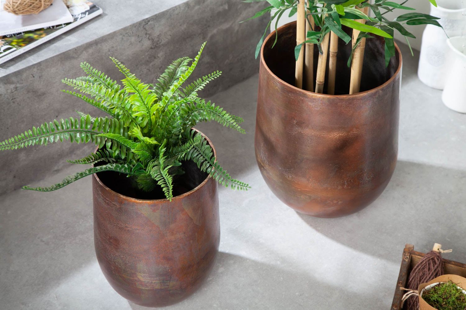 Jardinière FLEURS petit lot de 2 cuivre moucheté - 40906