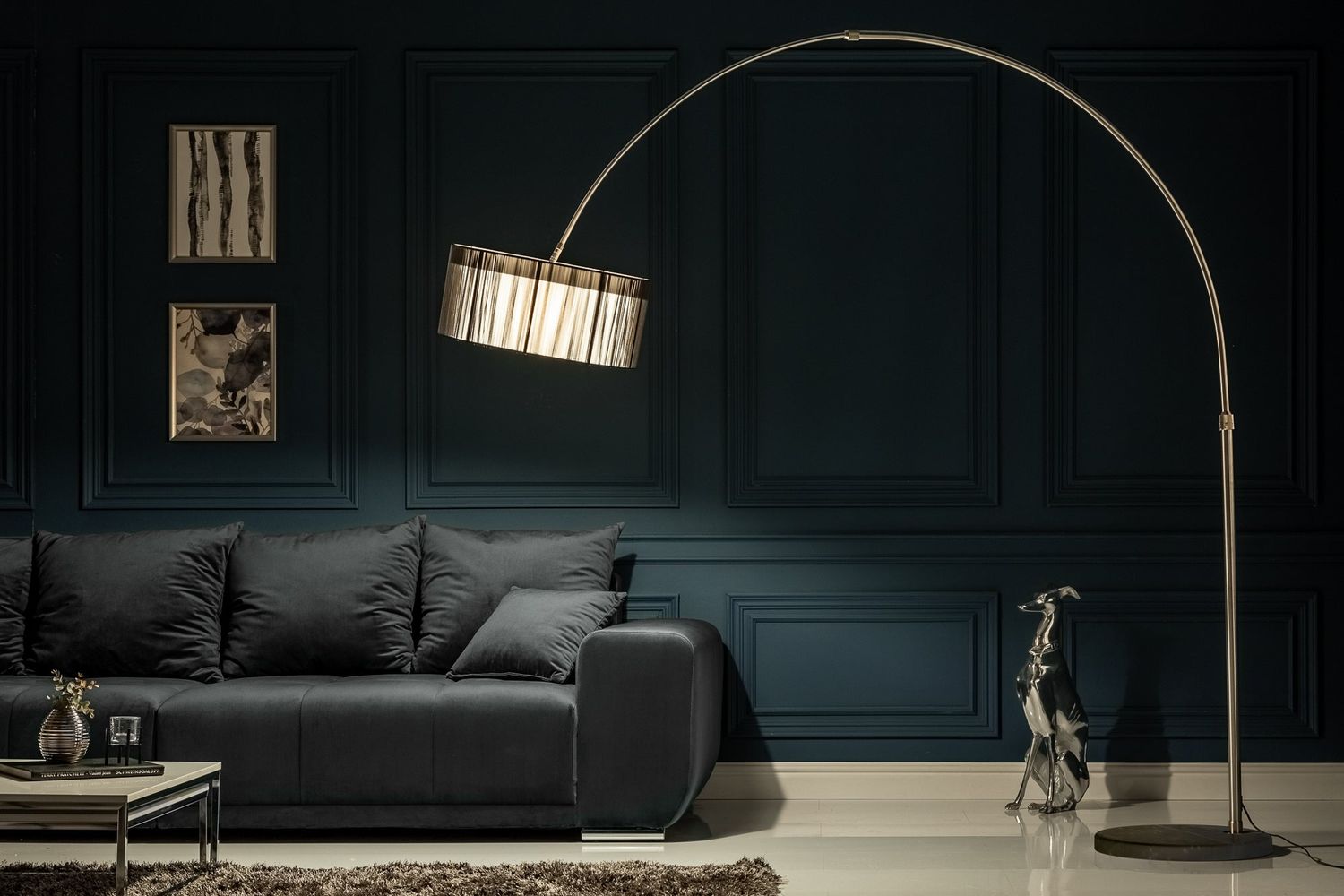 Lampadaire EXTENSO 230 cm noir avec base en marbre - 7162