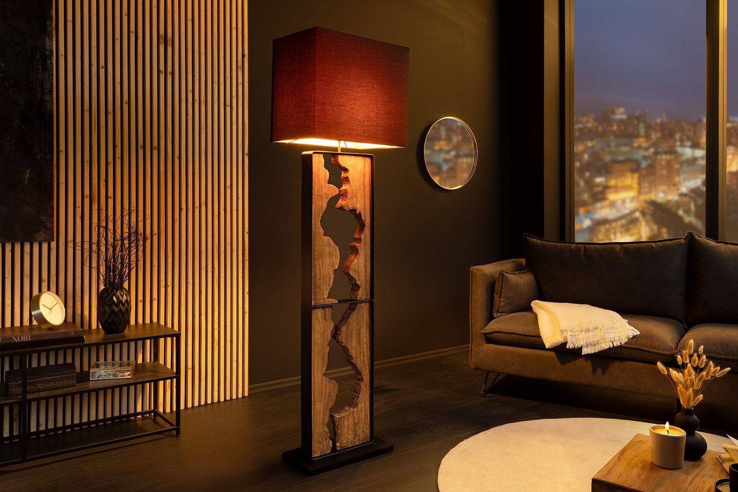 Lampadaire DESIGNED BY NATURE 165 cm en bois de raintree noir naturel - 46936