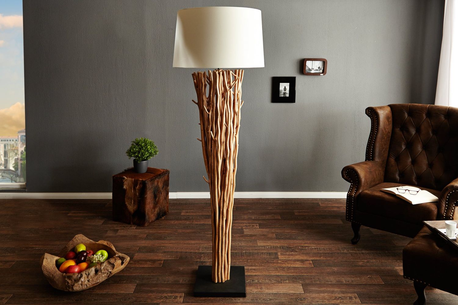 Lampadaire EUPHORIA 180cm bois flotté - 20697