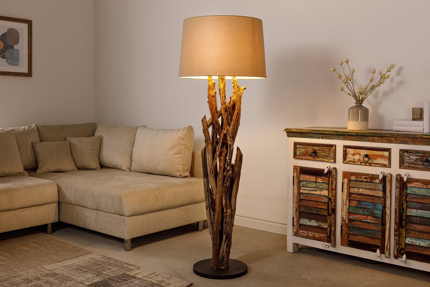 Lampadaire WILD NATURE 150 cm en bois de teck sans abat-jour - 42004-1