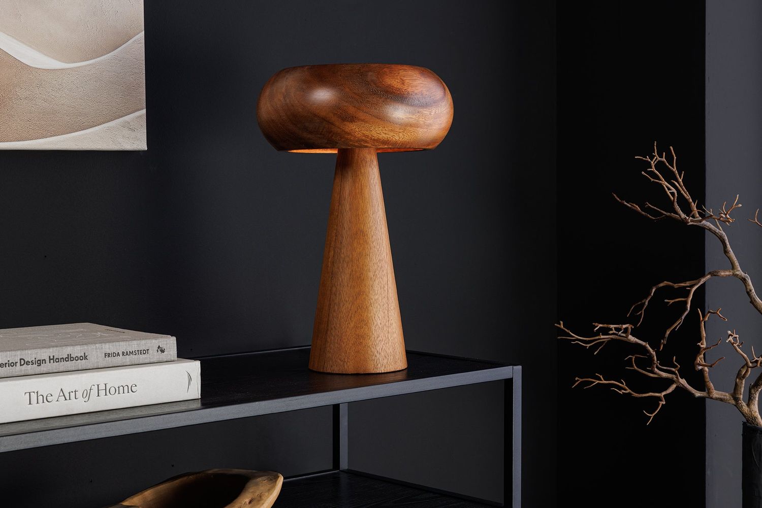 Lampe de table ALVA 40 cm en fer et bois d'acacia naturel - 47027