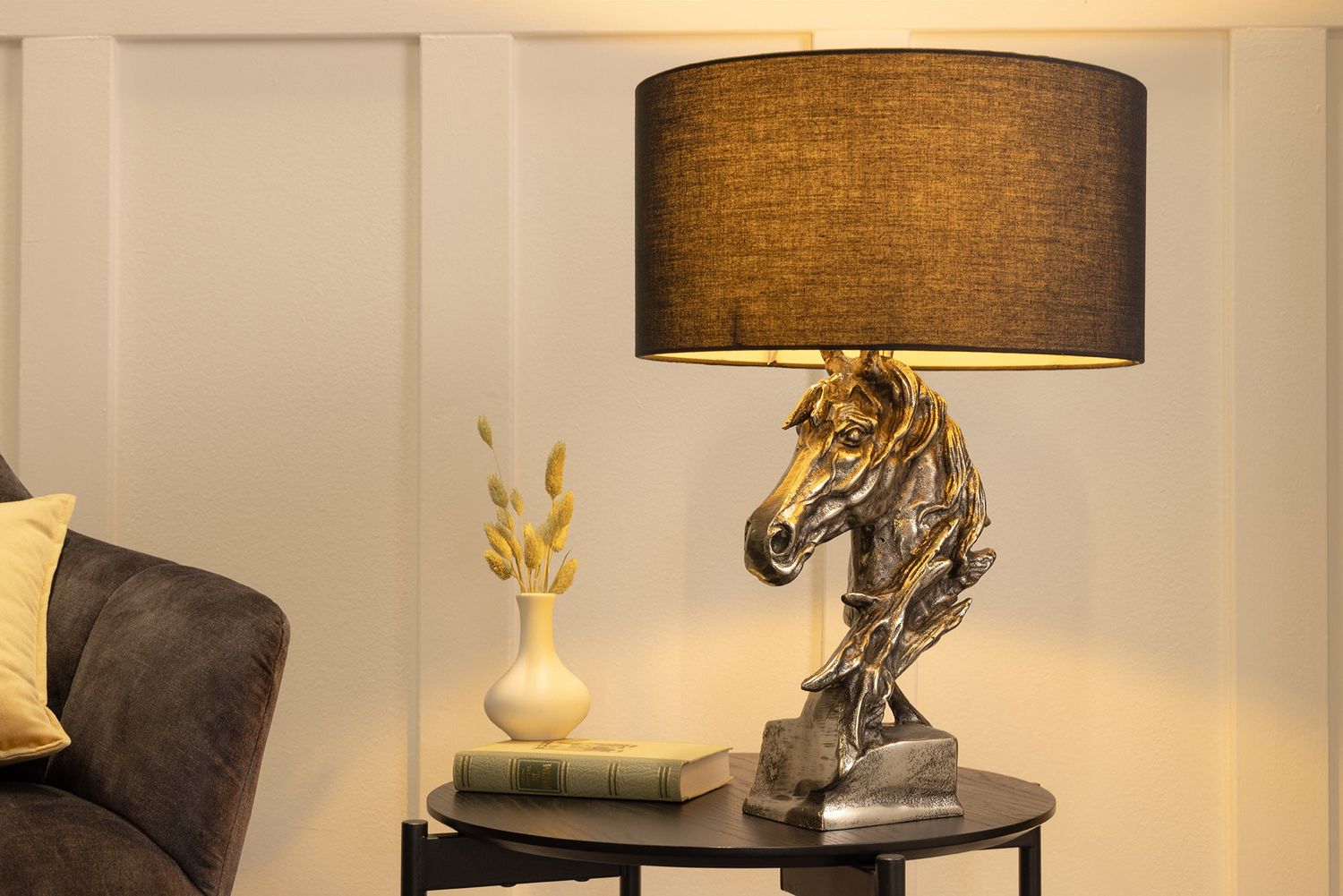 Lampe de table CABALLO argentée sans abat-jour - 43624