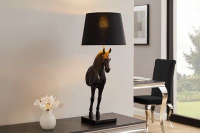 Lampe de table BLACK BEAUTY 75 cm sculpture de cheval noir et or - 45665