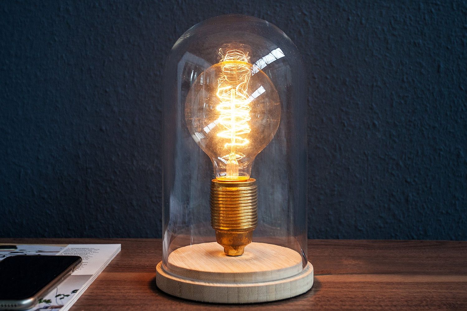 Lampe de table EDISON 22 cm style industriel sans ampoule - 36873