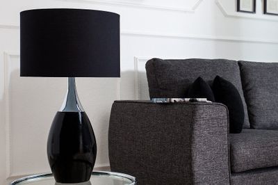 Lampe de table CARLA 60 cm abat-jour en lin noir - 37005