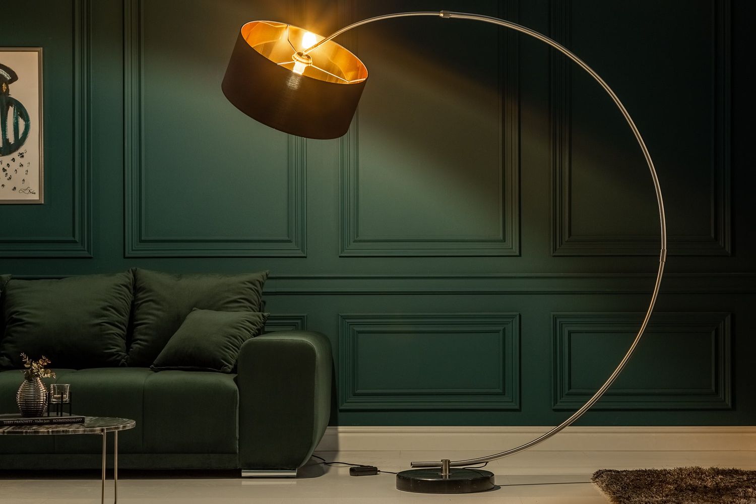 Lampadaire PYTHON 190 cm noir et or avec variateur - 5758