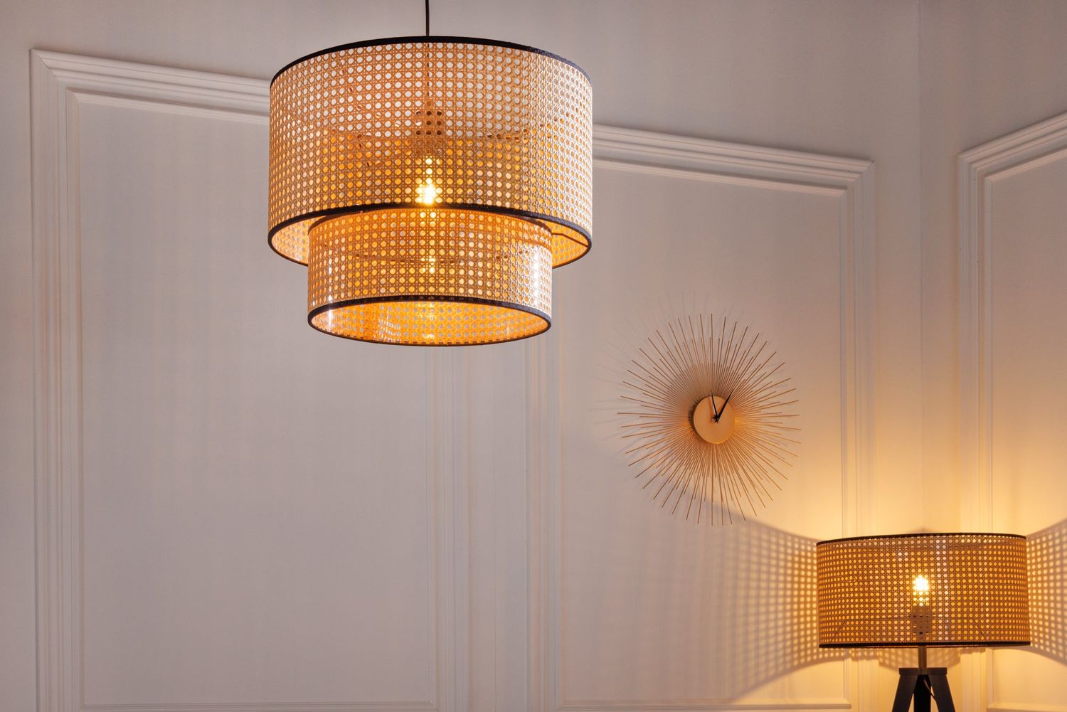 Lampe à suspension WIENER GEFLECHT 45cm bord noir - 42808