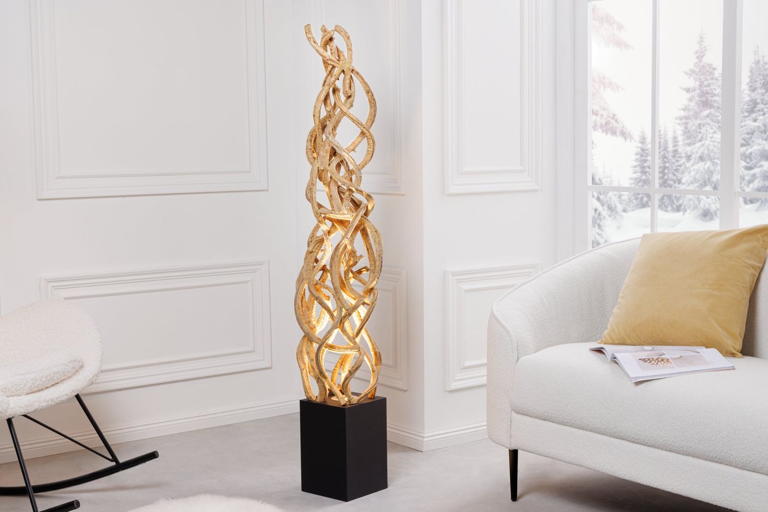 Lampadaire VIGNE 150 cm en bois recyclé avec ampoule LED - 43075