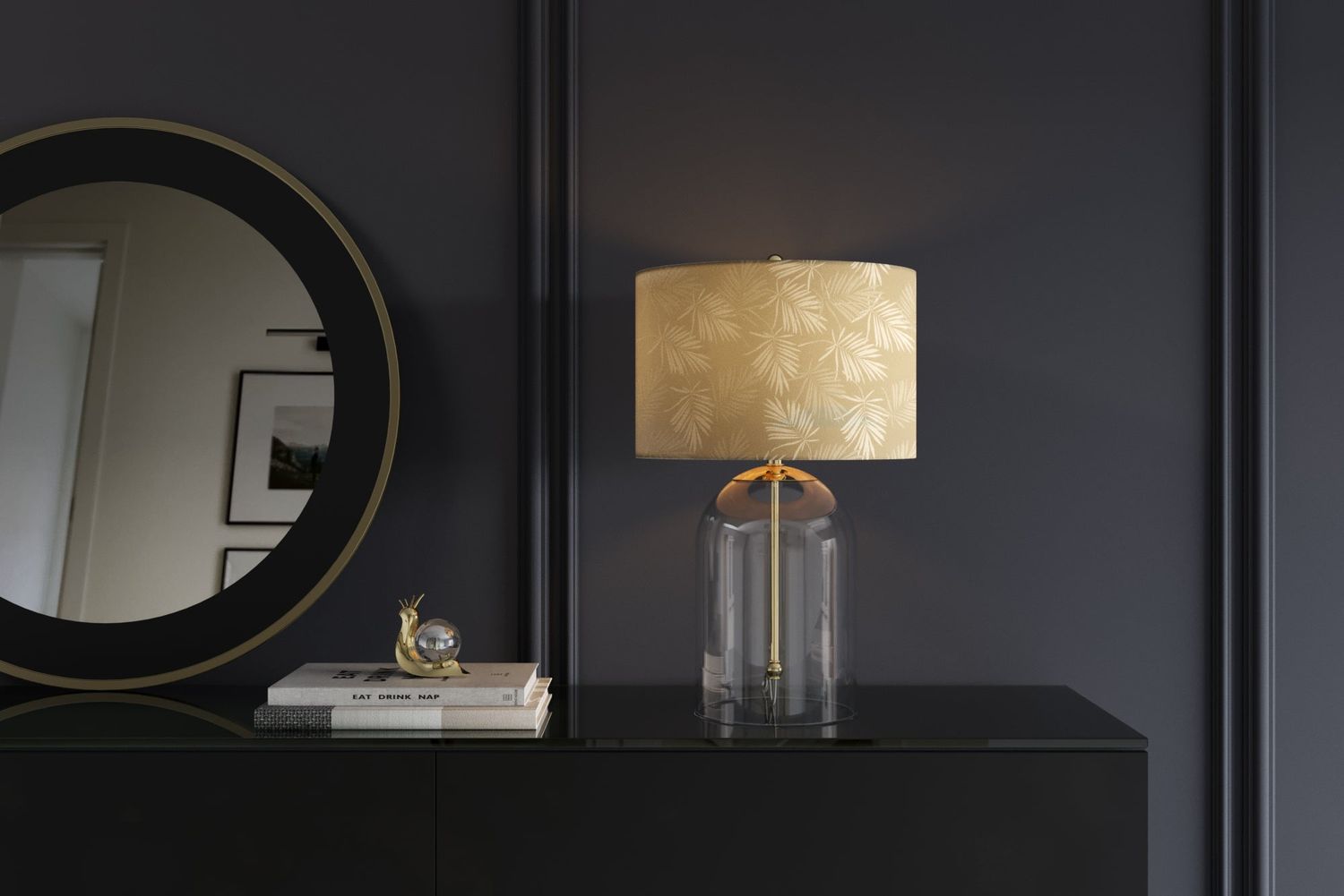 Lampe de table CLASSICO abat-jour 50 cm verre blanc doré transparent or - 46012