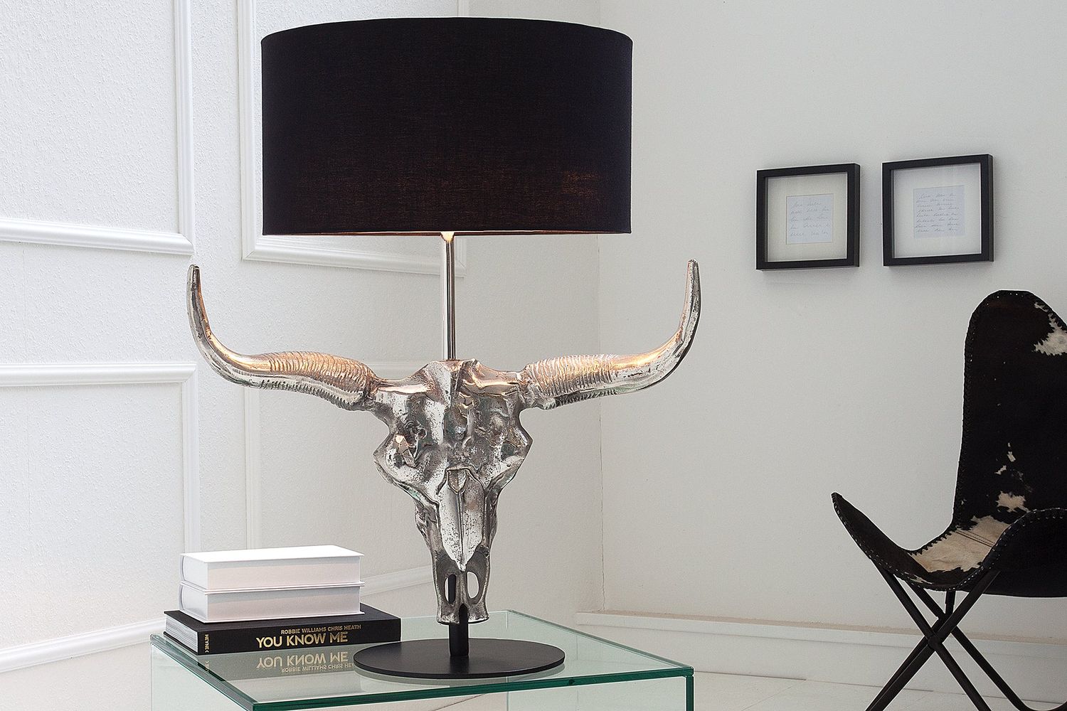 Lampe de table EL TORO 70 cm abat-jour en lin noir - 38321