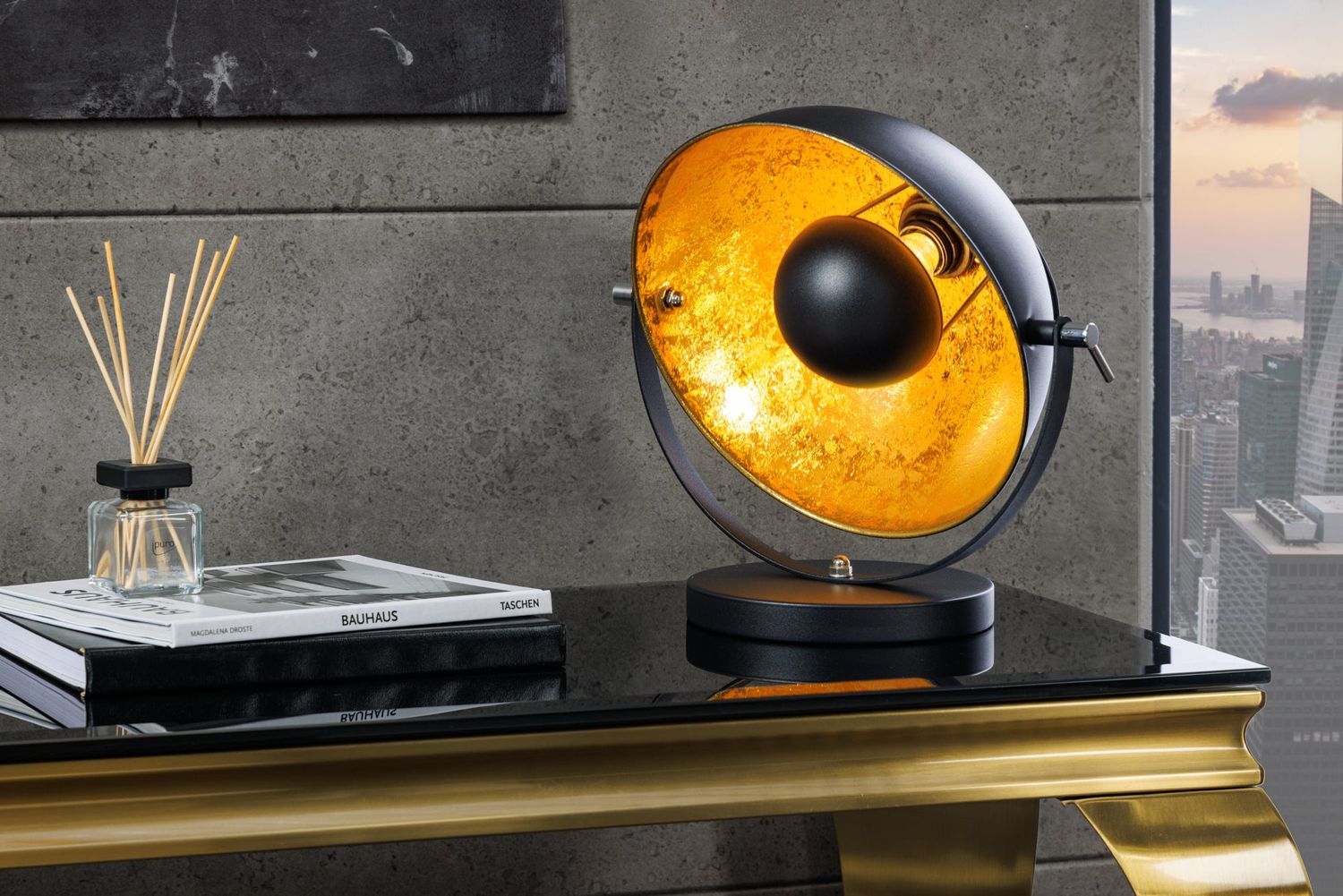 Lampe de table STUDIO 40cm noir et or - 37140