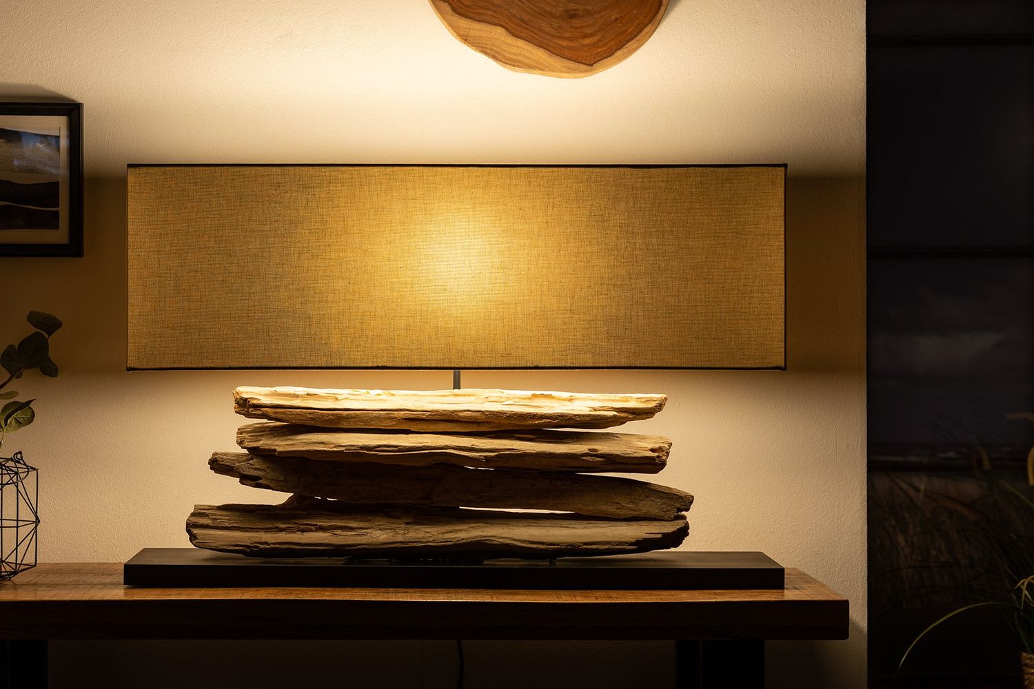 Lampe de table RIVERINE bois flotté nature - 17326