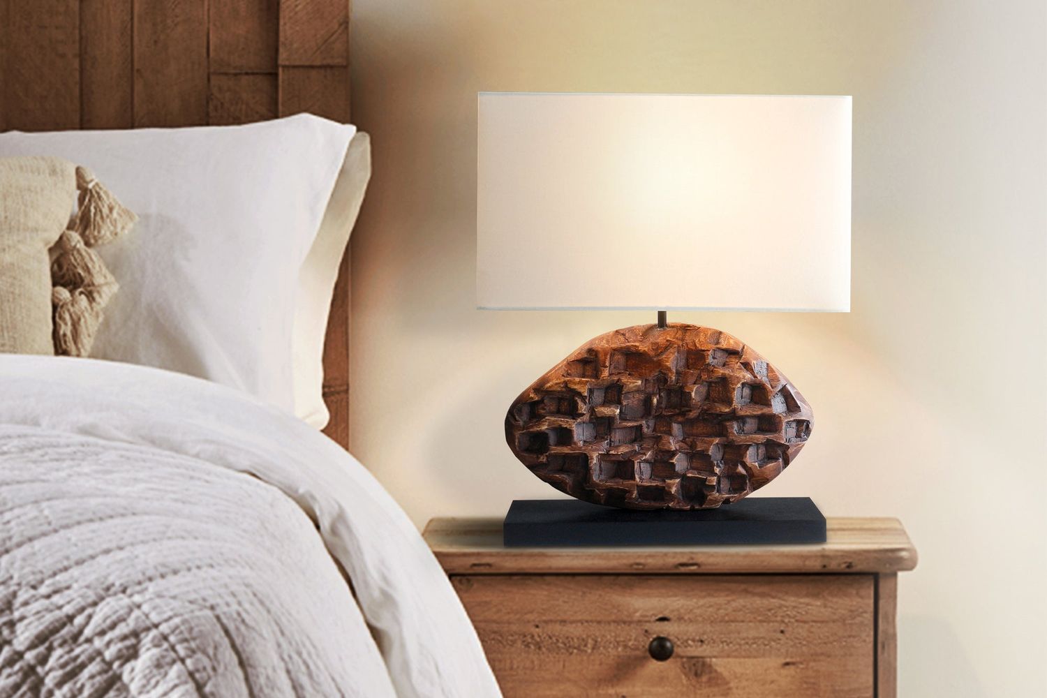 Lampe de table REEF 50 cm en bois de genévrier de pluie - 43929