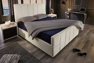 Lit PRESTIGE 180x200cm bouclé crème avec espace de rangement - 45922