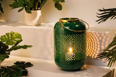 Lanterne CANDLELIGHT 30cm vert doré - 43829