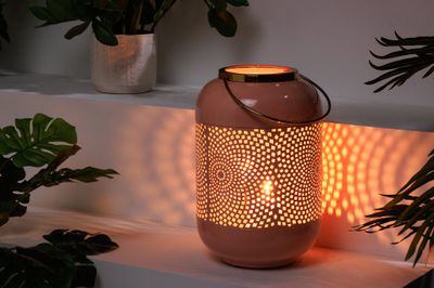 Lanterne CANDLELIGHT 30cm rose doré - 43830