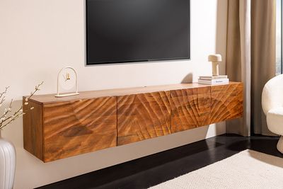 Meuble TV SCORPION 200cm suspendu, bas, bois de manguier marron - 46646
