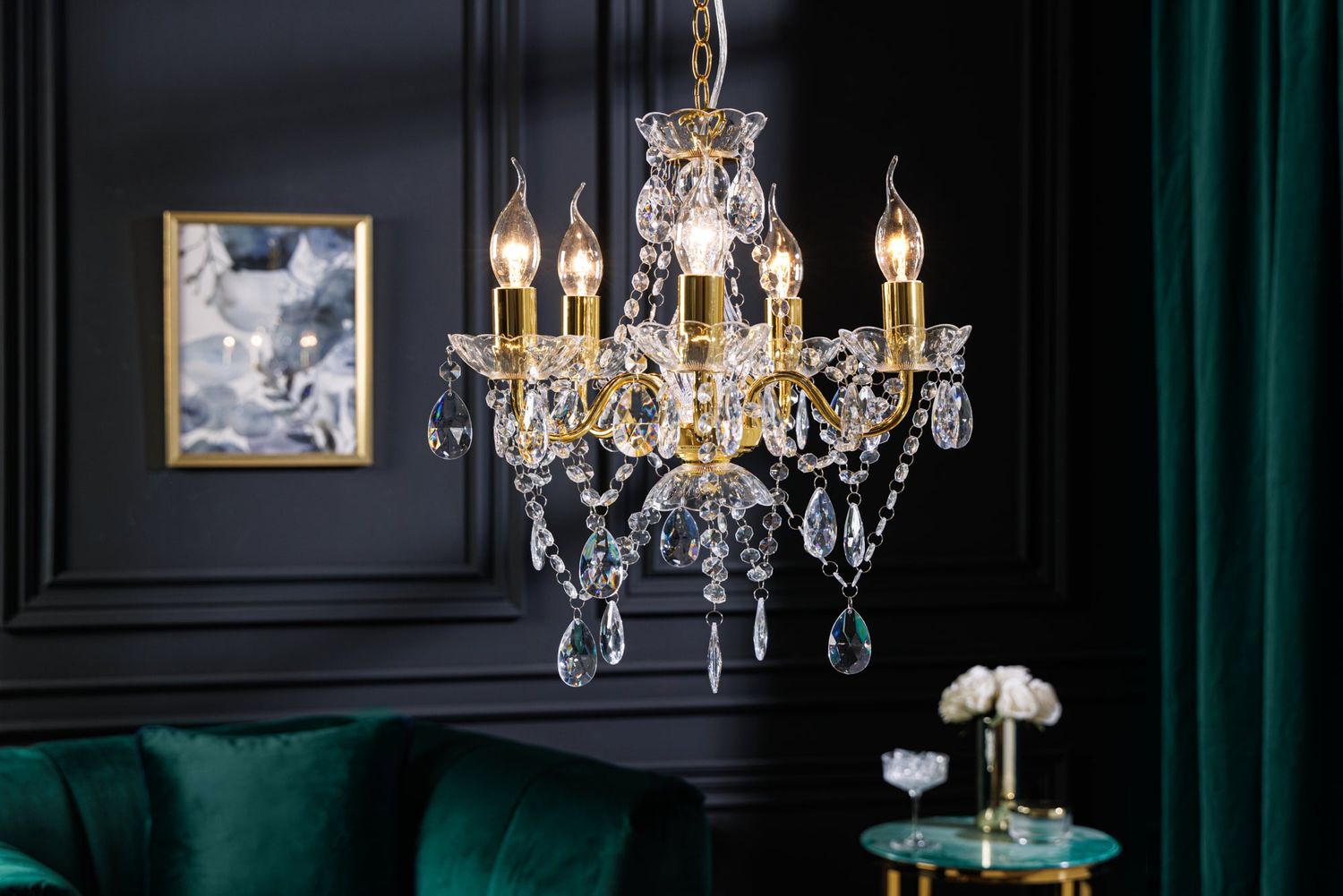 Lustre DIAMONDS 5 bras doré - 43169