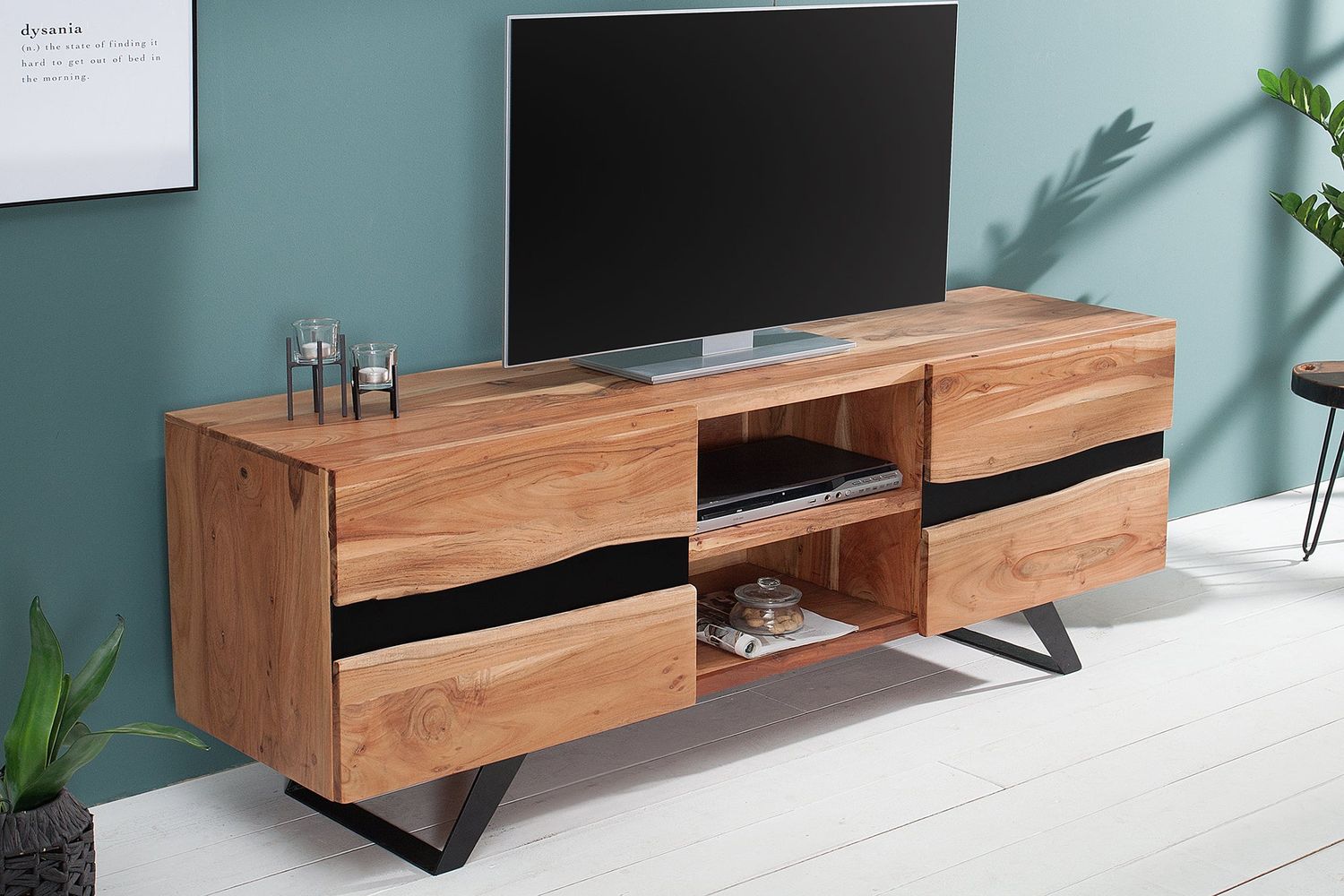 Meuble TV AMAZONAS 160cm acacia - 38332