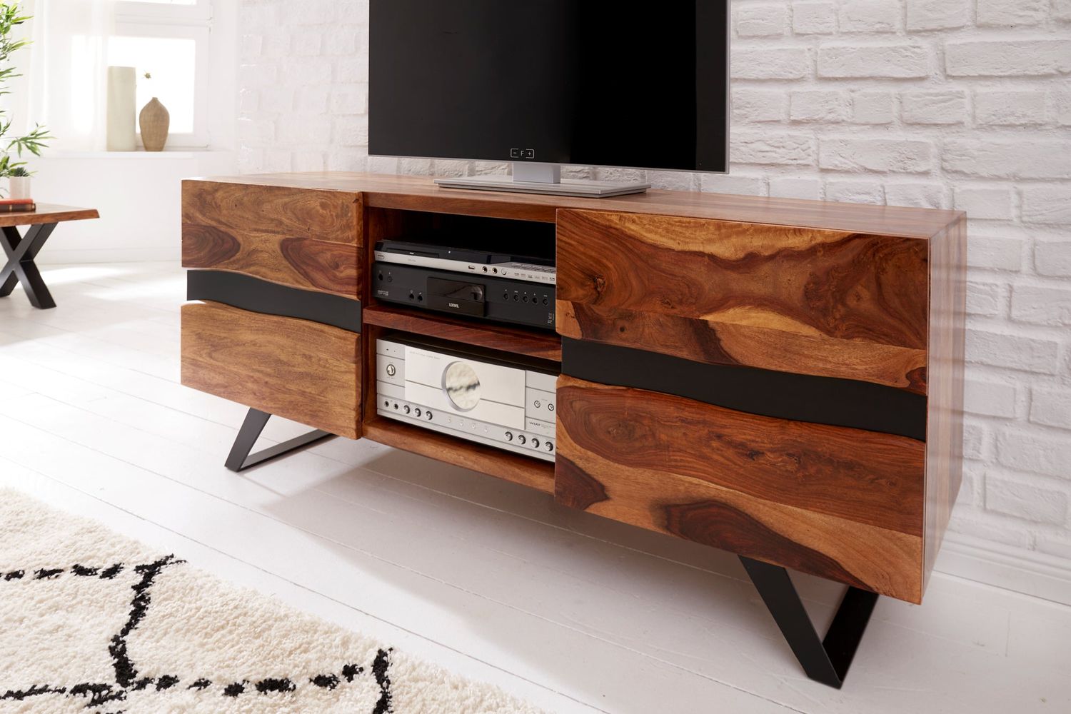 Meuble TV AMAZONAS 160cm bois de sheesham - 40194
