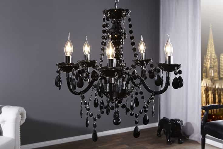 Lustre DIAMONDS à 5 bras en acrylique noir - 1452